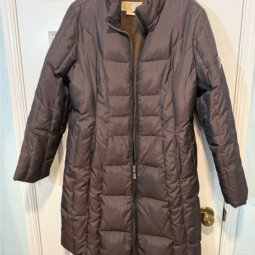 Michael Kors coat puffer bubble Dark Brown metallic‎ down & feathers *read M PL